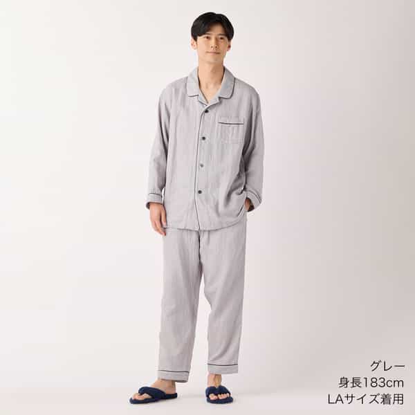 【2026年春夏新色追加】マシュマロガーゼパイピングメンズパジャマ