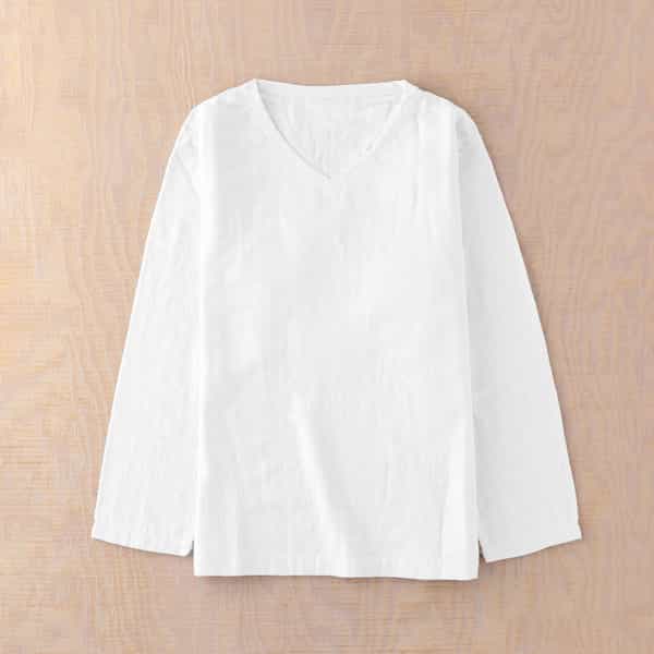 【再値下げ】マシュマロガーゼ メンズ Vネック長袖Tシャツ