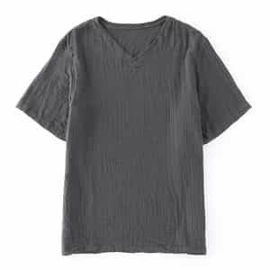 クレープガーゼメンズVネックTシャツ