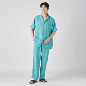 【価格を見直しました】クレープガーゼメンズパジャマ半袖シャツ 上下別売