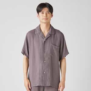 【価格を見直しました】クレープガーゼメンズパジャマ半袖シャツ 上下別売