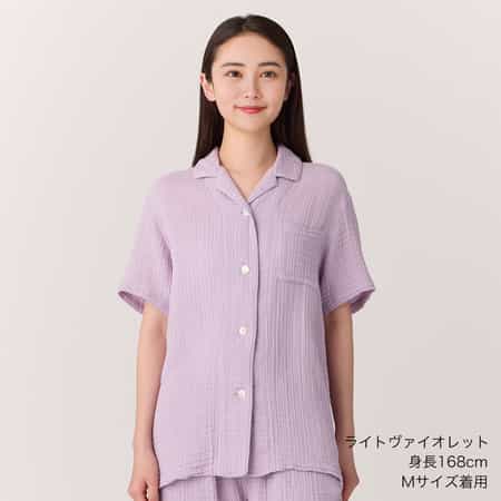 【価格を見直しました】クレープガーゼレディスパジャマ半袖シャツ 上下別売
