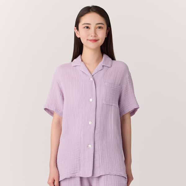 【価格を見直しました】クレープガーゼレディスパジャマ半袖シャツ 上下別売