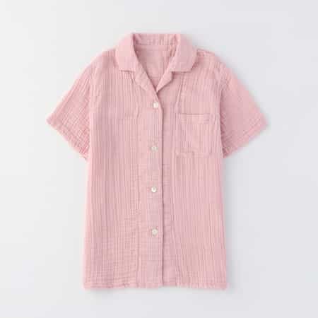 【価格を見直しました】クレープガーゼレディスパジャマ半袖シャツ 上下別売
