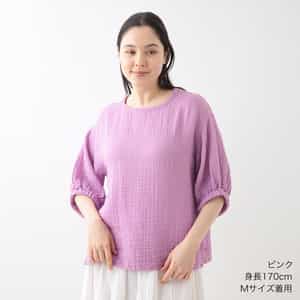クレープガーゼ パフスリーブプルオーバー