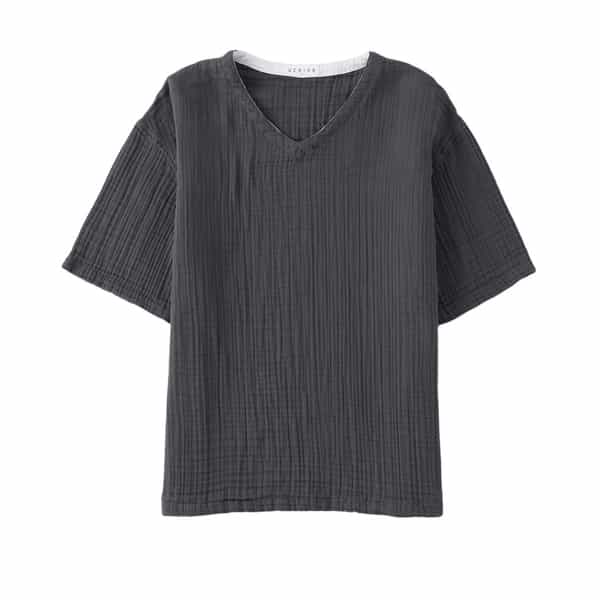 クレープガーゼ メンズ ＶネックＴシャツ