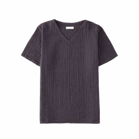 クレープガーゼ メンズ ＶネックＴシャツ
