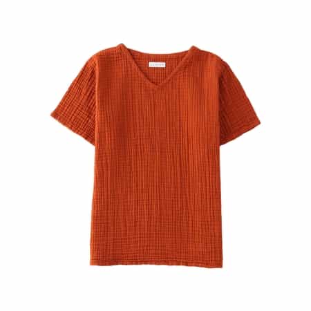 クレープガーゼ メンズ ＶネックＴシャツ