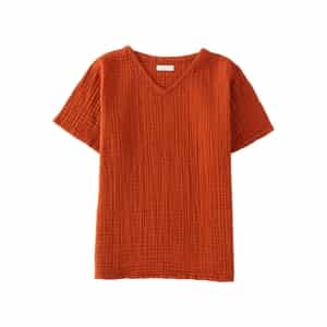 クレープガーゼ メンズ ＶネックＴシャツ