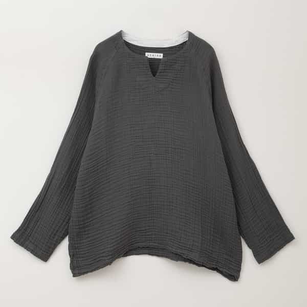 クレープガーゼ メンズキーネック長袖Ｔシャツ