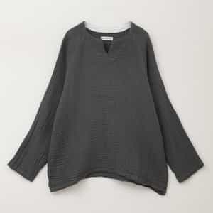 クレープガーゼ メンズキーネック長袖Ｔシャツ