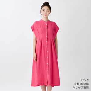 クレープガーゼレディスタック前開ワンピース