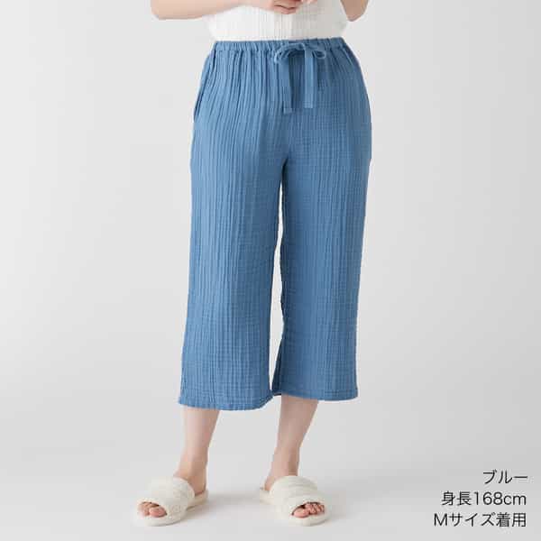クレープガーゼベーシッククロップドパンツ